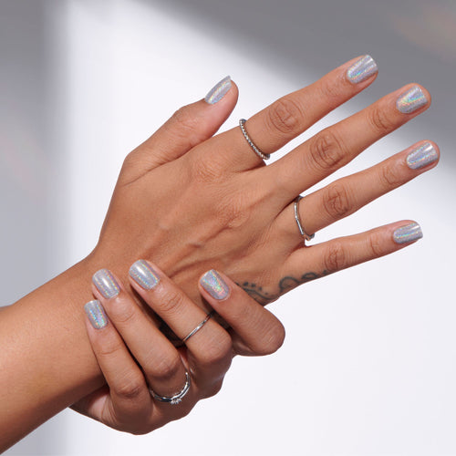 Hypnotic - Short Squoval Holographic Prism Nail On Press On Manicure