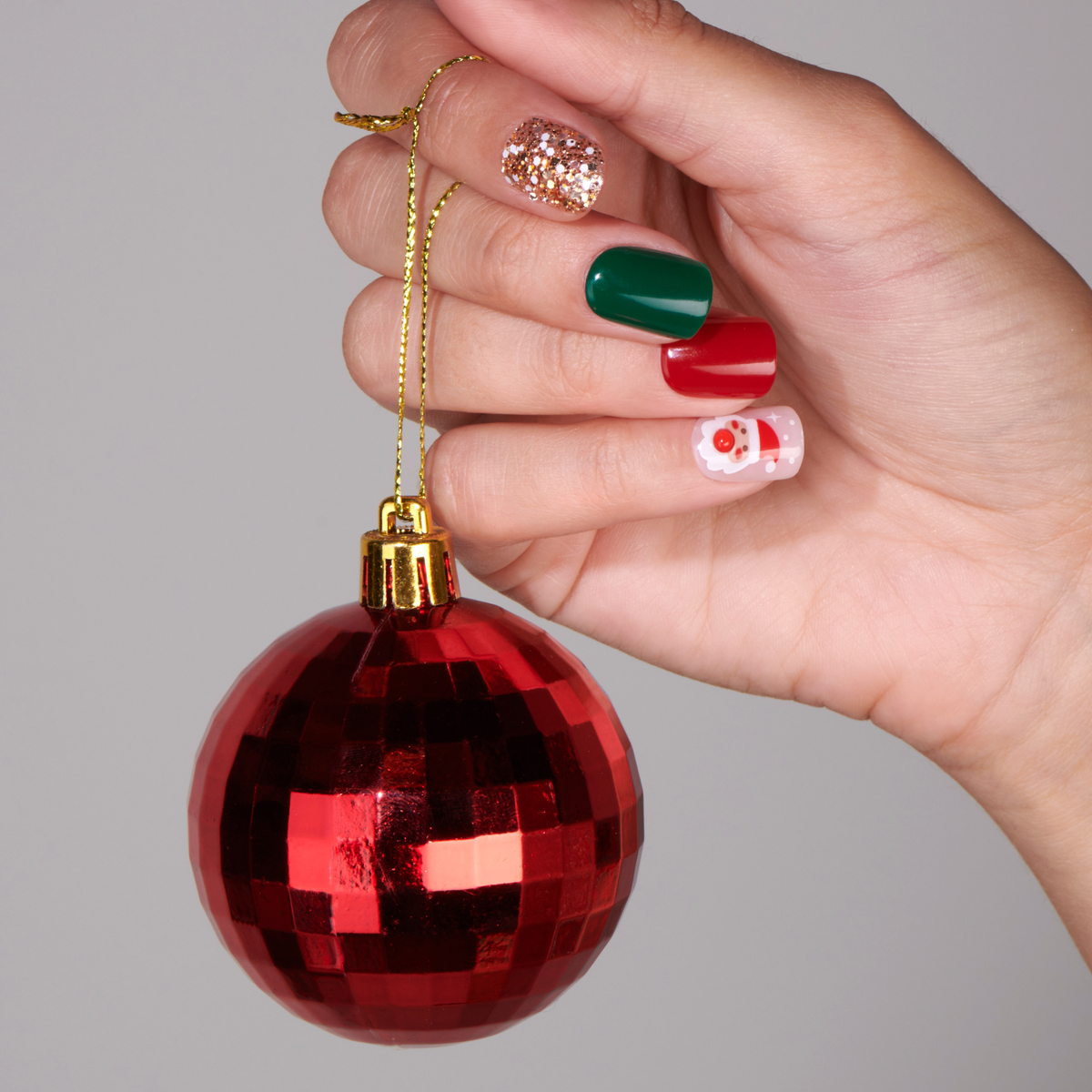 Jingle Belle - Short Squoval Nail On Press On Manicure