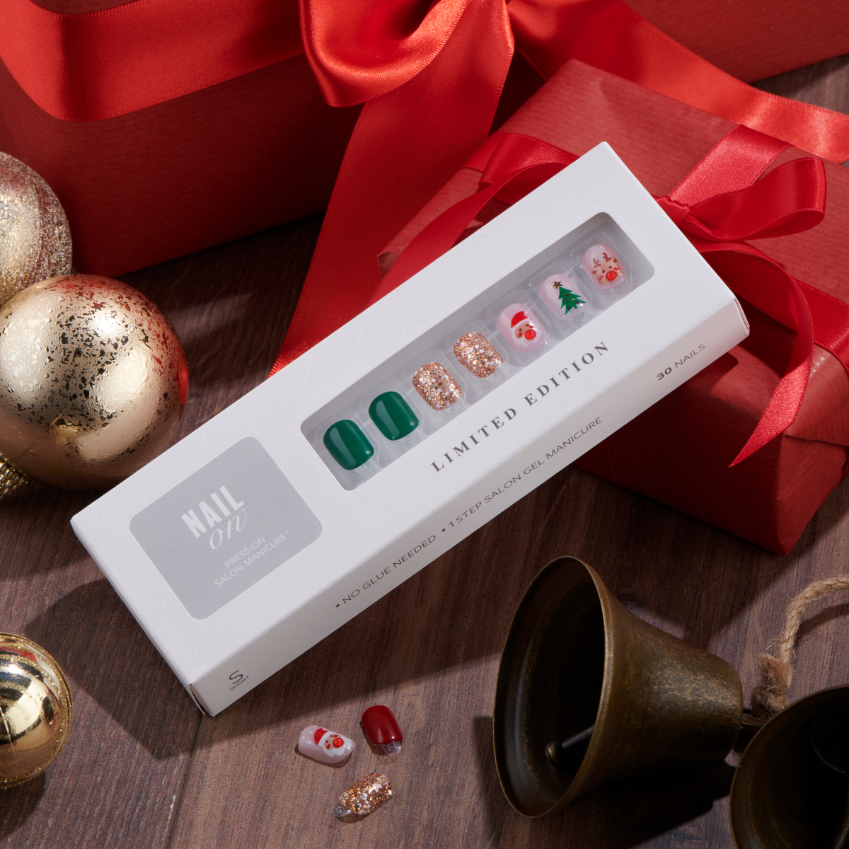 Jingle Belle - Short Squoval Nail On Press On Manicure