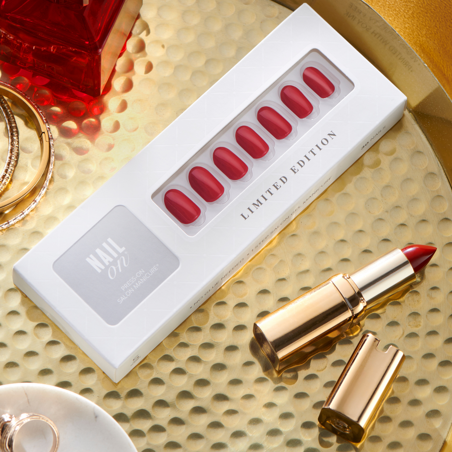 Lipstick Red - Short Oval Nail On Press On Manicure