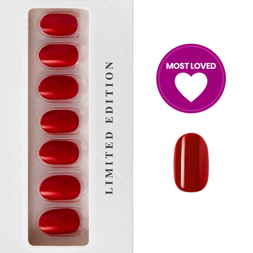 Lipstick Red - Short Oval Nail On Press On Manicure