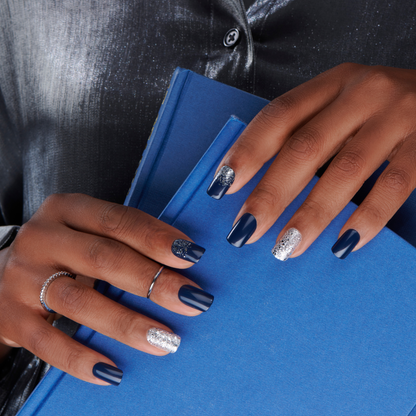 Moonlit Dust - Medium Squoval Nail On Press On Manicure