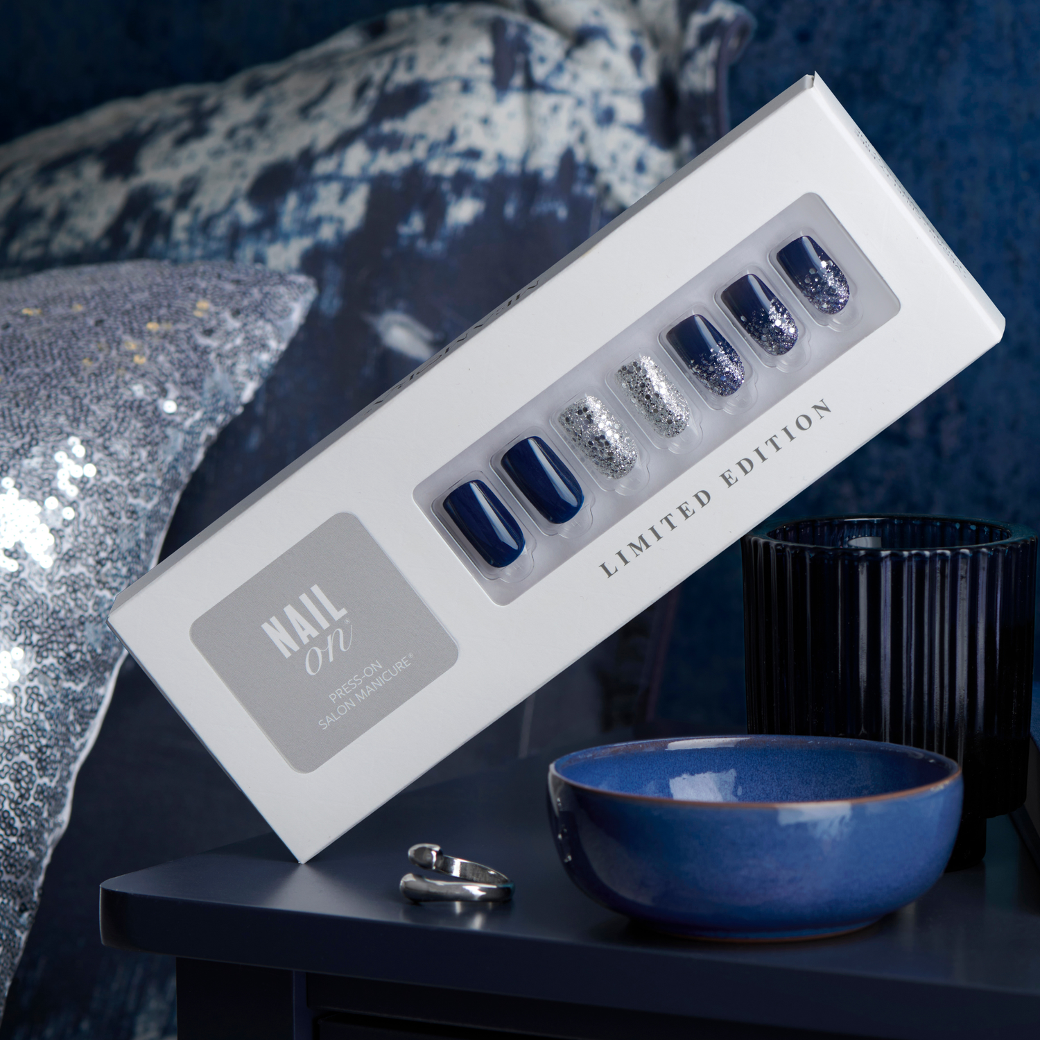 Moonlit Dust - Medium Squoval Nail On Press On Manicure