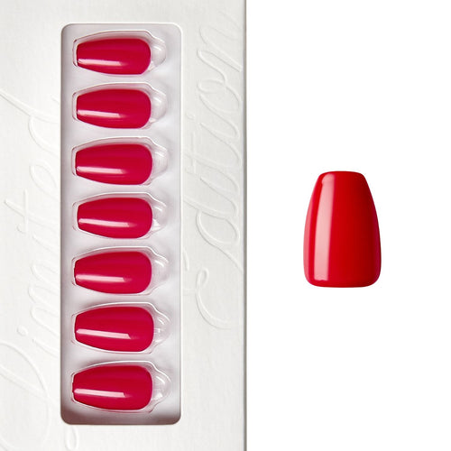 Watermelon Red - Coffin Weekender Press On Manicure