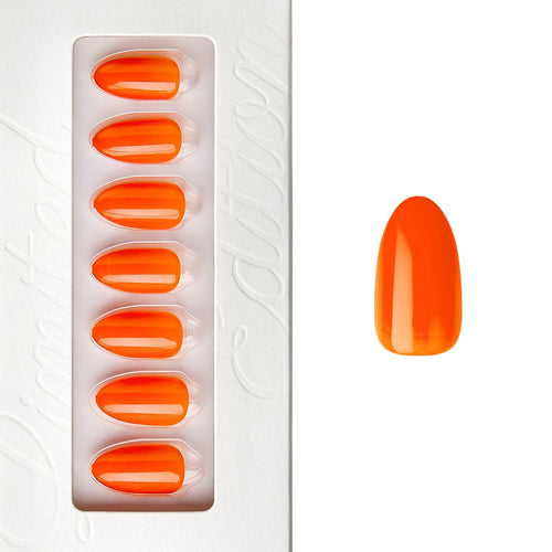 Summer Coral - Medium Almond Nail On Press On Manicure
