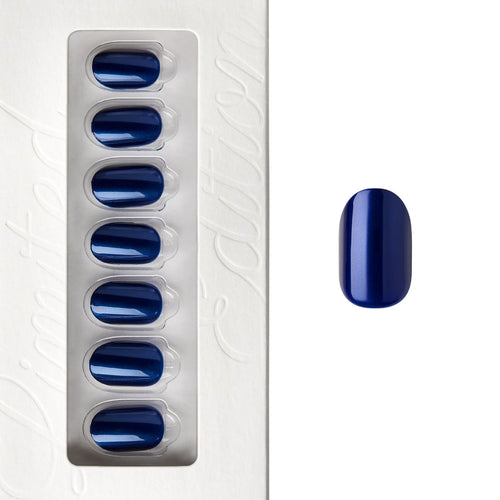 Rainy Blue - Short Oval Nail On Press On Manicure