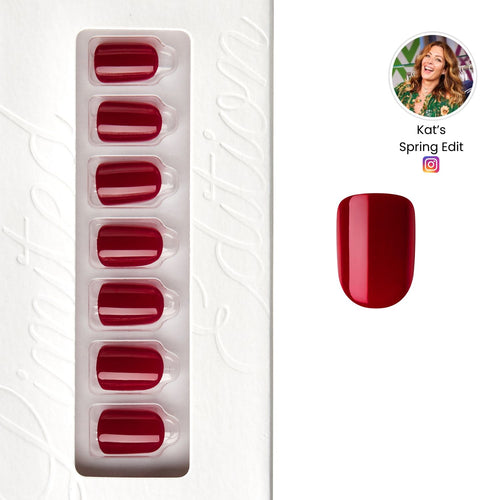 Flaming Red - Short Squoval Nail On Press On Manicure