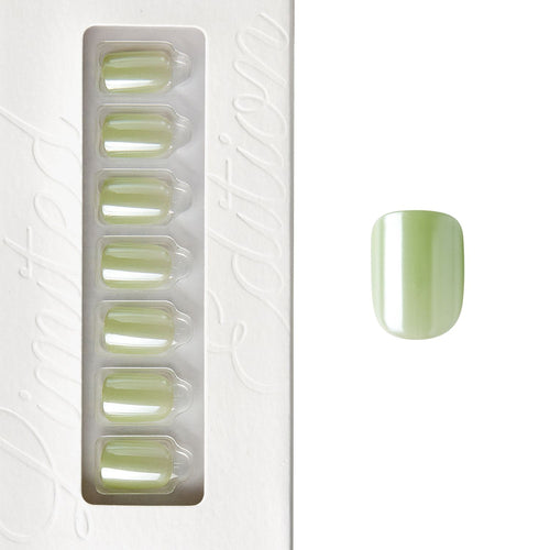 Icy Green Glazed - Short Squoval Nail On Press On Manicure