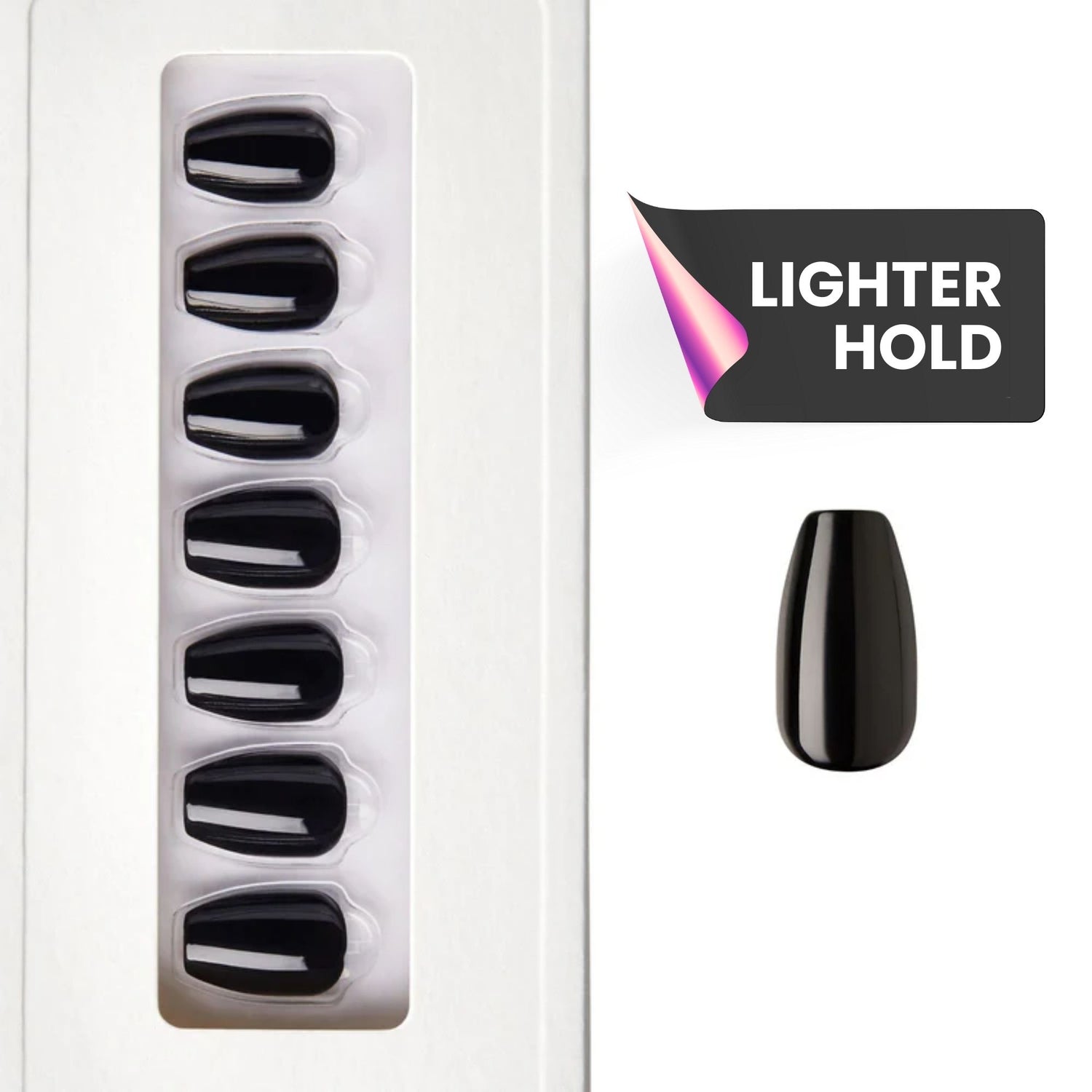 Perfect Black - Coffin Weekender Press on Manicure