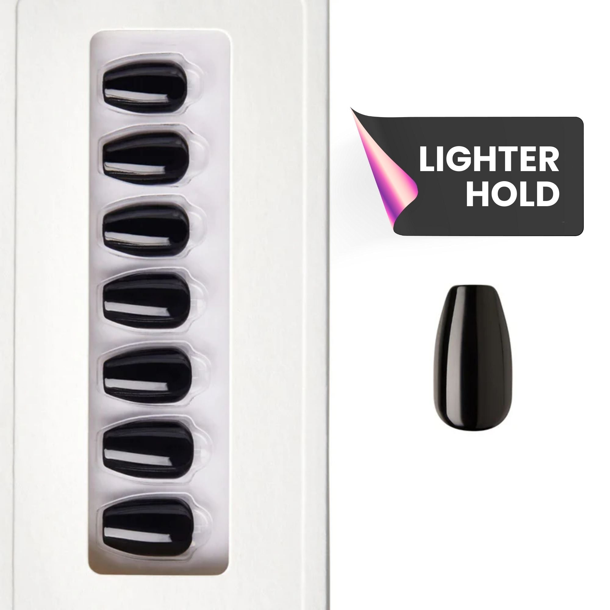 Perfect Black - Coffin Weekender Press on Manicure