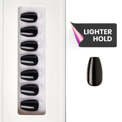 Perfect Black - Coffin Weekender Press on Manicure