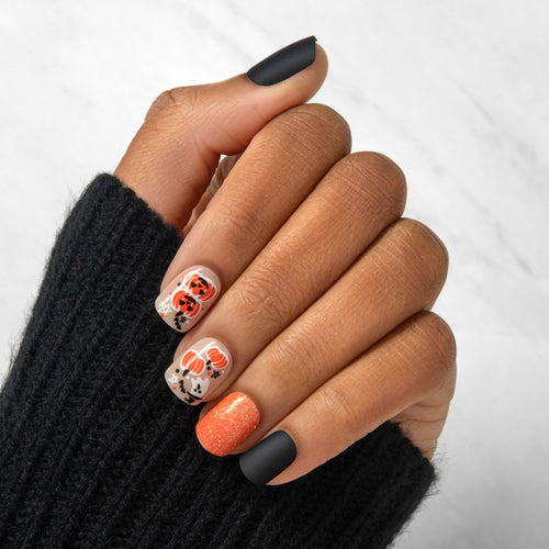 Pumpkin Feast - Short Squoval Nail On Press On Manicure