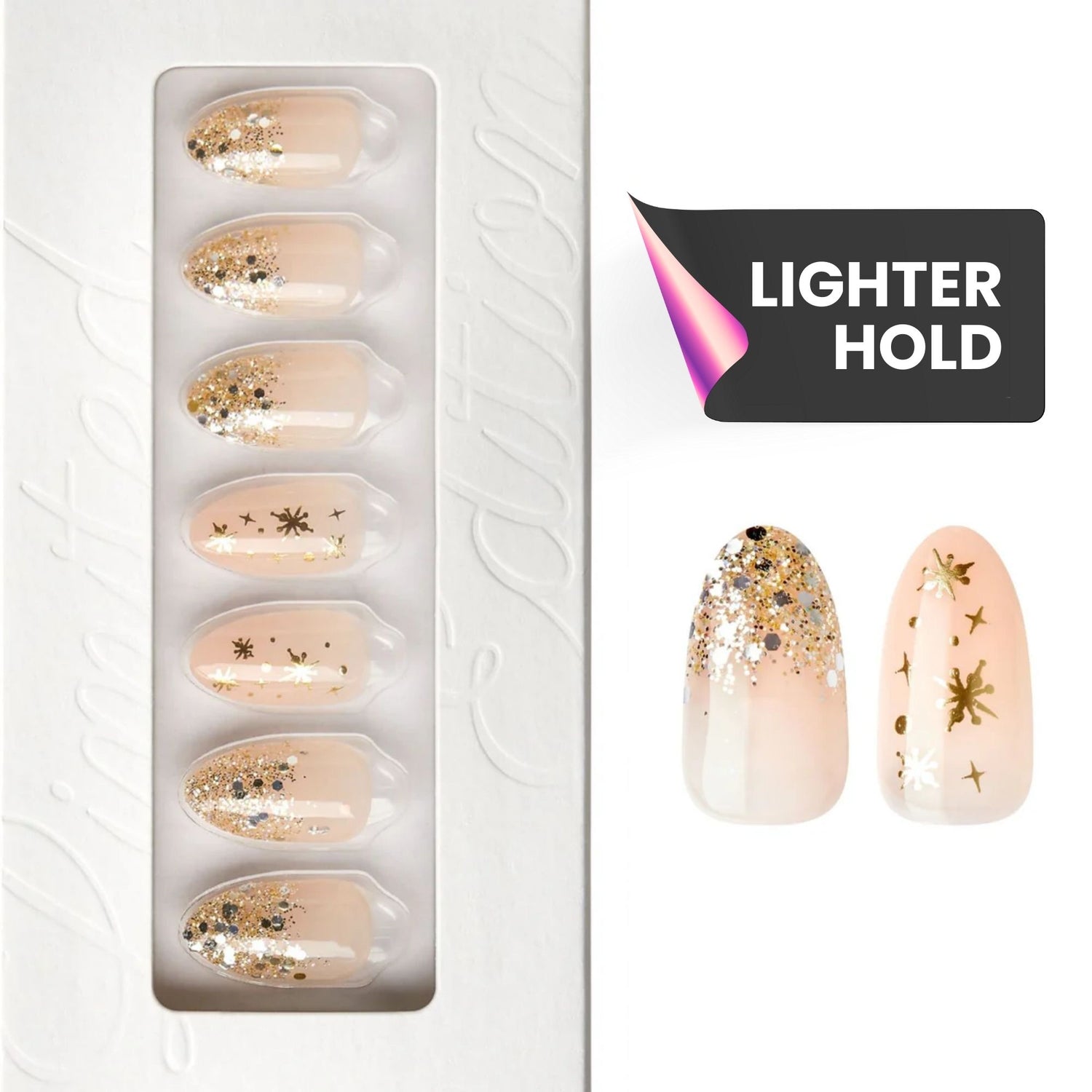 Sparkling Lights - Almond Weekender Press On Manicure
