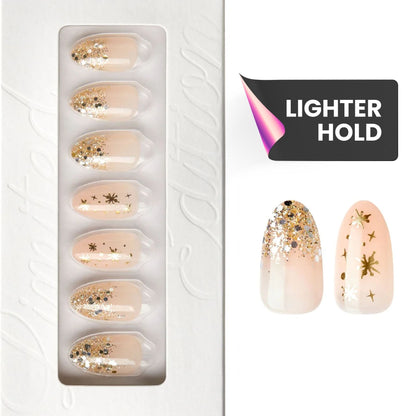 Sparkling Lights - Almond Weekender Press On Manicure