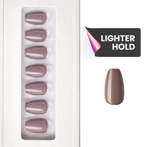 Taupe Gray - Coffin Weekender Press on Manicure