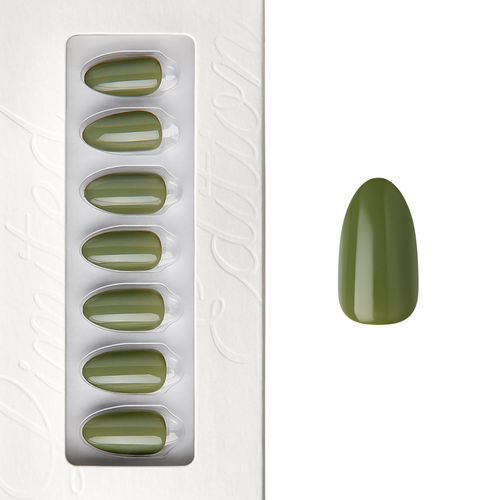 Olive Green - Medium Almond Nail On Press On Manicure