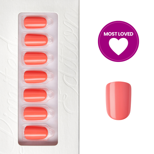 New & Improved Playful Orange - Squoval Short Press On Manicure