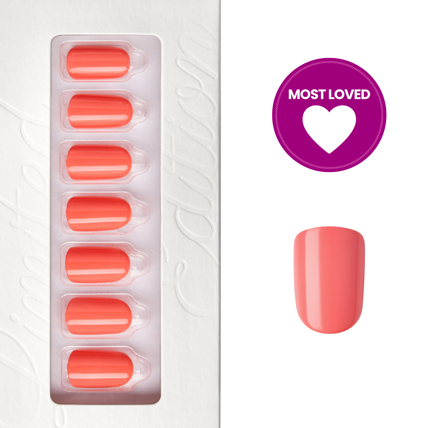 New &amp; Improved Playful Orange - Squoval Short Press On Manicure