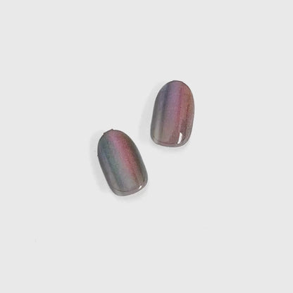 Charming - Short Oval Cat Eye Prism Nail On Press On Manicure